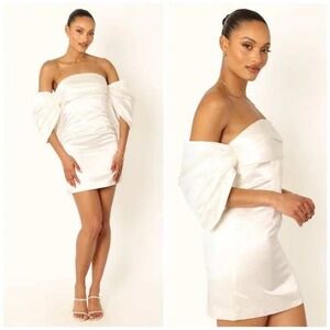 Petal & Pup Nisha Strapless Mini Dress 14 White Strapless Bridal Bachelorette